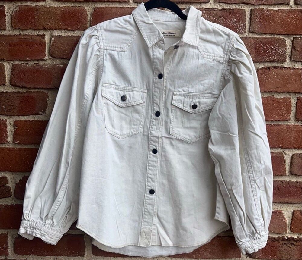 Free People We The Free With Love Denim Overshirt Jacket M NEW